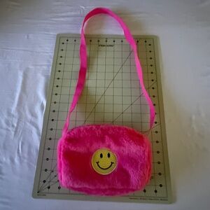 Pink Furry Purse With Yellow Smiley Face Children's Apparel of NY